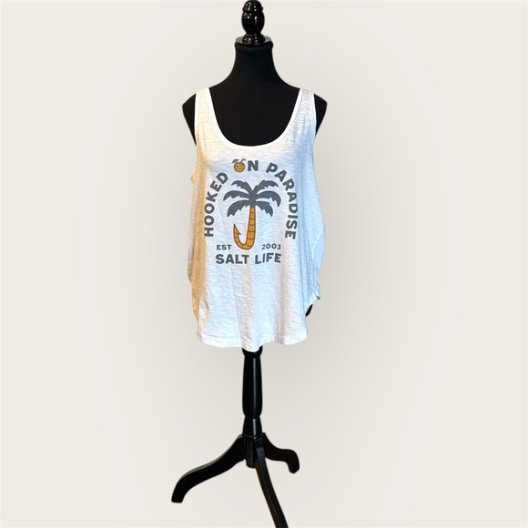 Salt Life Tops - Salt Life Cream Tank Top with Palm Graphic